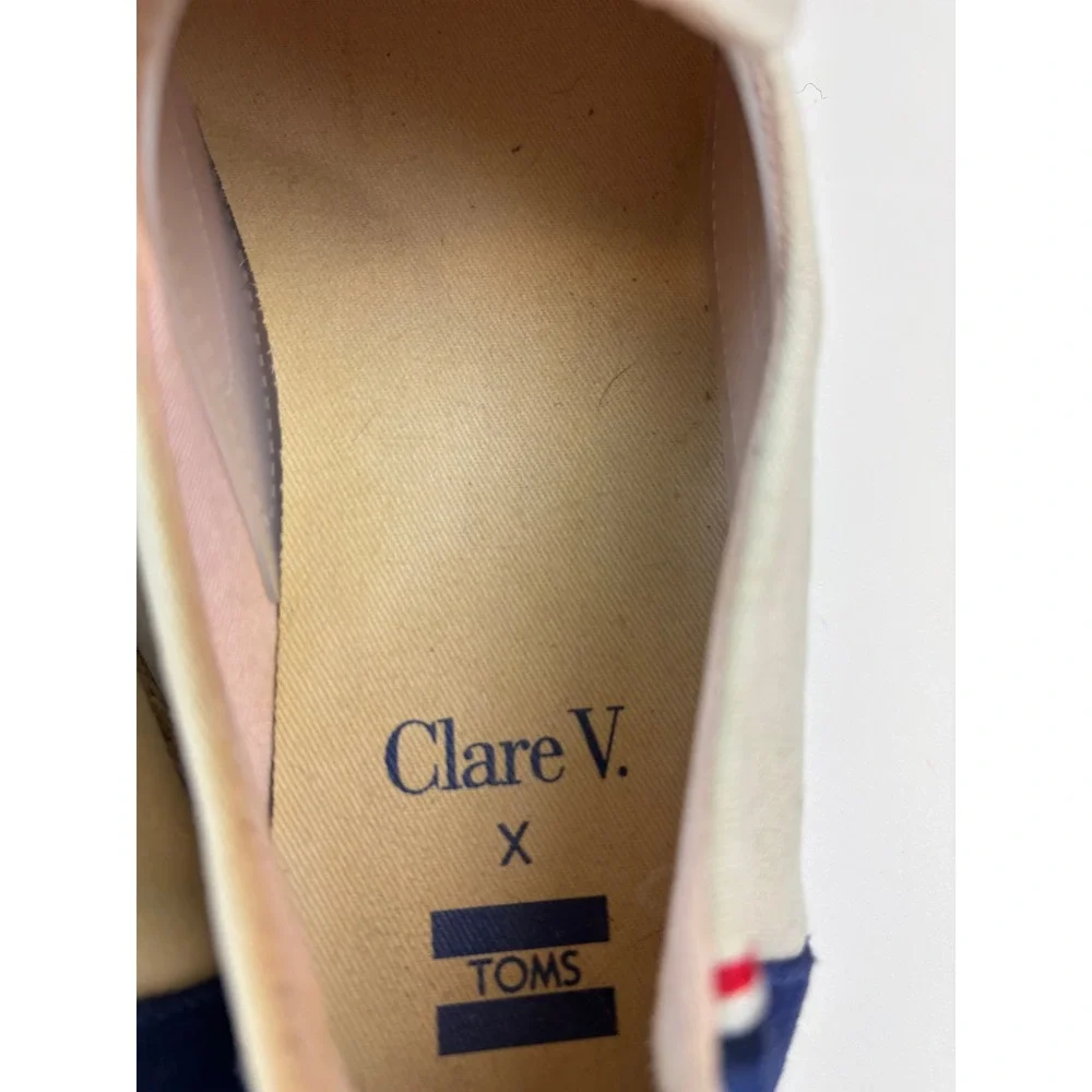 Toms x Clare V Alpargata Espadrilles Red White Blue Womens 8 Colorblock Canvas